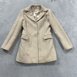 BP Cream Pea Coat with Notched Lapels and Structured Shoulders